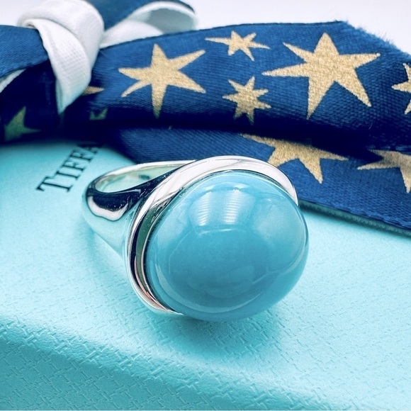 Retired Tiffany & Co. Peretti Cabochon Ring with Turquoise in Sterling Silver - Picture 1 of 15